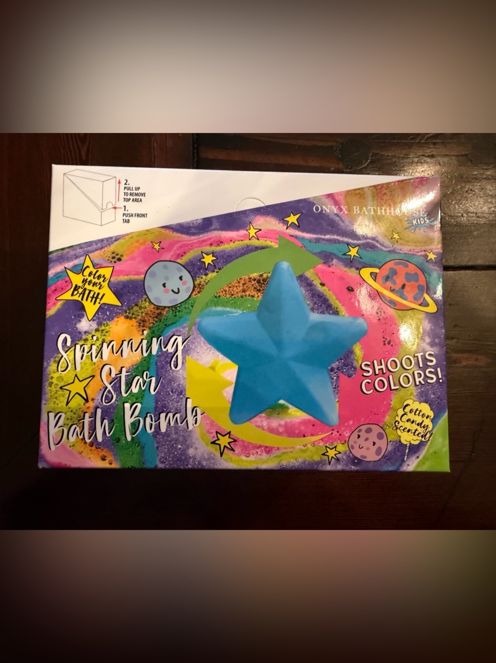Onyx Bathhouse Spinning Star Bath Bomb Cotton Candy Scent 4 Pack in Display Box - Picture 4 of 8